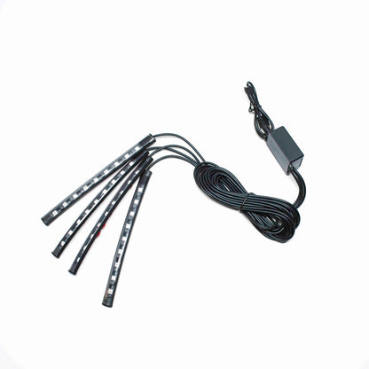 RGB Car Interior Atmosphere Light Kit – 8-Color LED Footwell Lighting with Voice Control, Music Sync & APP Remote