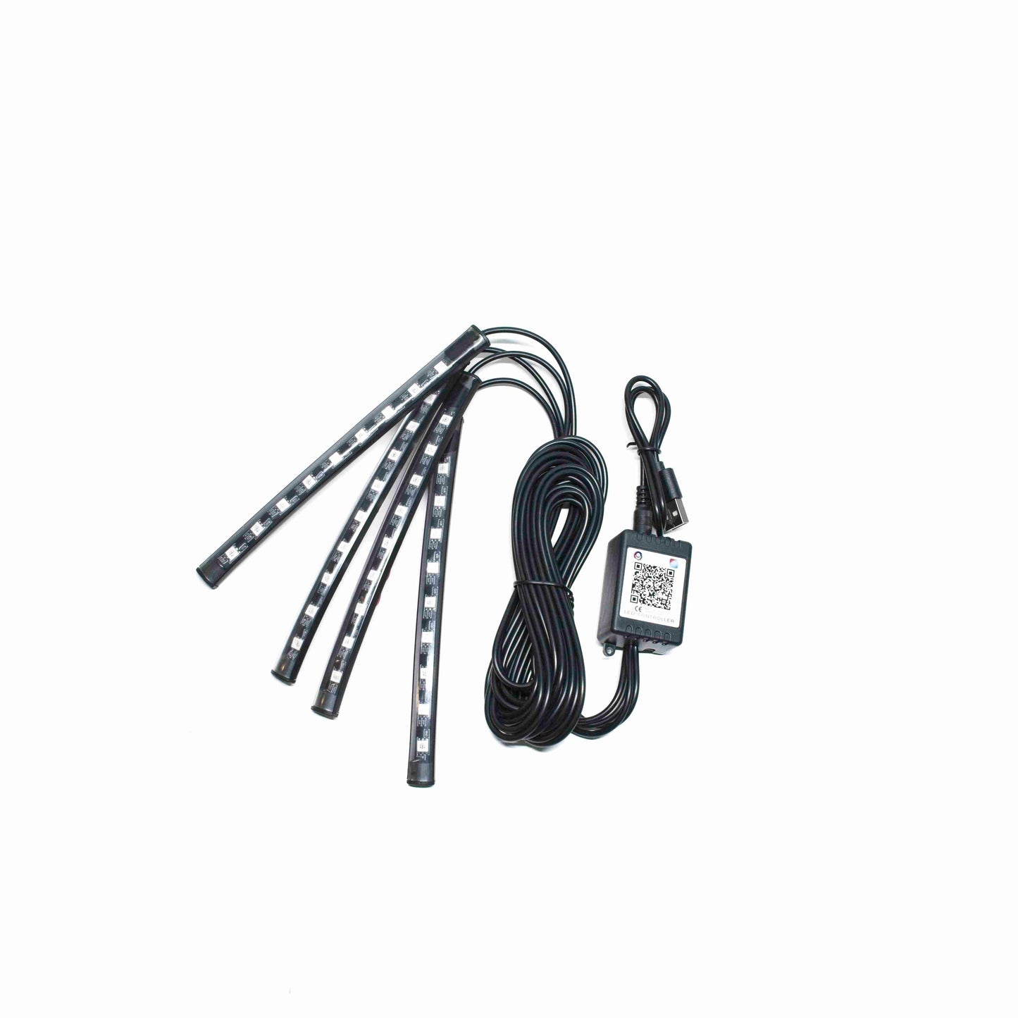 RGB Car Interior Atmosphere Light Kit – 8-Color LED Footwell Lighting with Voice Control, Music Sync & APP Remote