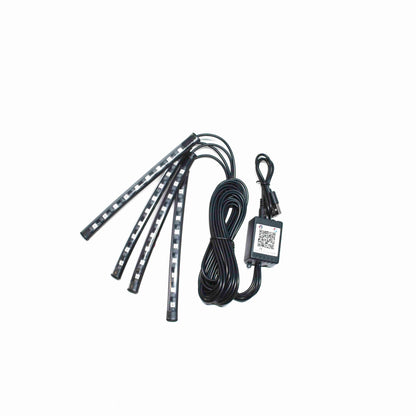 RGB Car Interior Atmosphere Light Kit – 8-Color LED Footwell Lighting with Voice Control, Music Sync & APP Remote