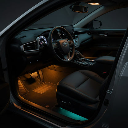 RGB Car Interior Atmosphere Light Kit – 8-Color LED Footwell Lighting with Voice Control, Music Sync & APP Remote