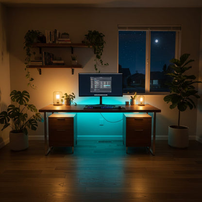 RGB Car Interior Atmosphere Light Kit – 8-Color LED Footwell Lighting with Voice Control, Music Sync & APP Remote